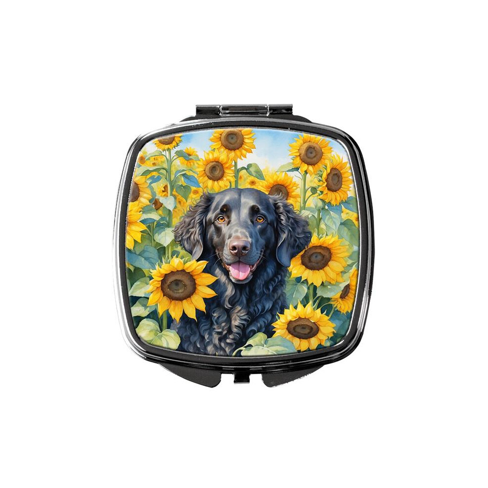 Carolines Treasures Dac6064scm 3 X 2.75 In. Curly-Coated Retriever In Sunflowers Compact Mirror