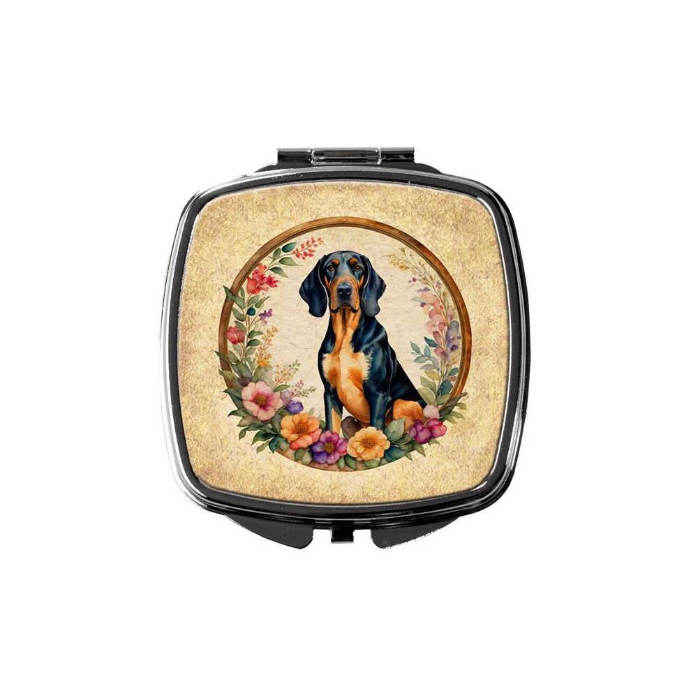 Carolines Treasures Dac2122scm 3 X 2.75 In. Coonhound & Flowers Compact Mirror