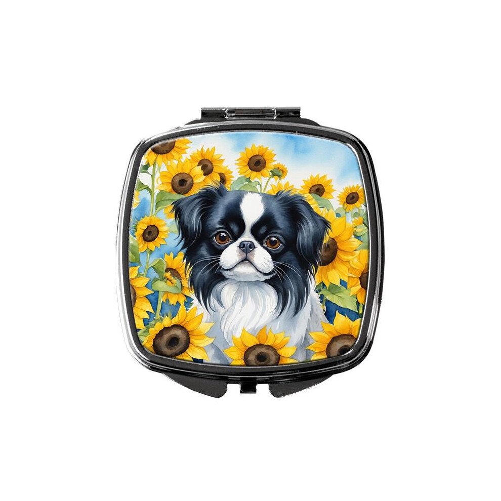Carolines Treasures Dac6103scm 3 X 2.75 In. Japanese Chin In Sunflowers Compact Mirror