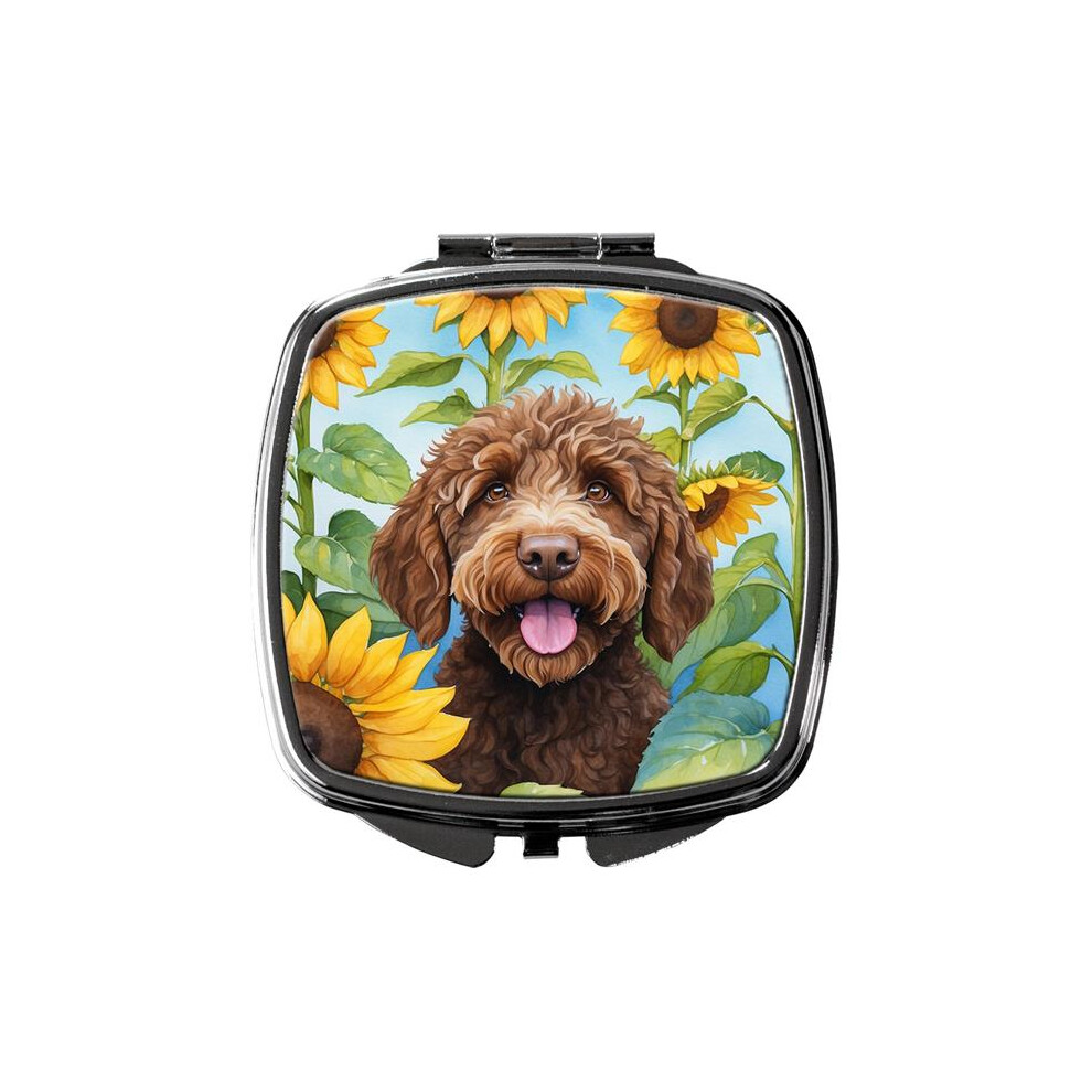 Carolines Treasures Dac6112scm 3 X 2.75 In. Labradoodle In Sunflowers Compact Mirror