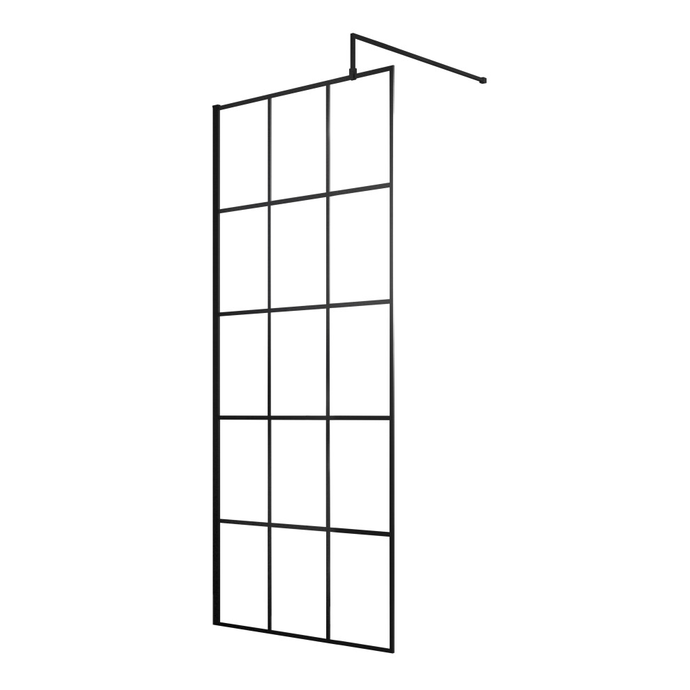 Balterley 8Mm Toughened Safety Glass Framed Wetroom Screen - 700Mm Black