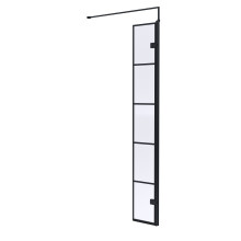 8mm Toughened Safety Glass Black Framed Wetroom Swing Screen - 300mm - Balterley