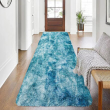 (Tye Dye Teal, 80 X 300 cm) Fluffy Rugs Anti-Slip Large Shaggy Rug Super Soft Mat Living Room Bedroom Carpet
