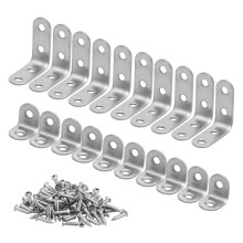 Right Angle Brackets, 20Pcs Stainless Steel Brackets Corner Braces, 90 Degree Brackets with 80pcs Screws, Metal Brackets for Wood Table