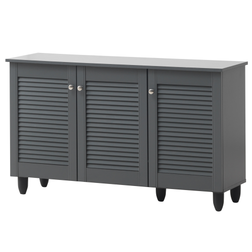 Timber Art Design UK Essentials Dark Grey 3 Door Shoe Cabinet Modern Hallway Storage Unit 1