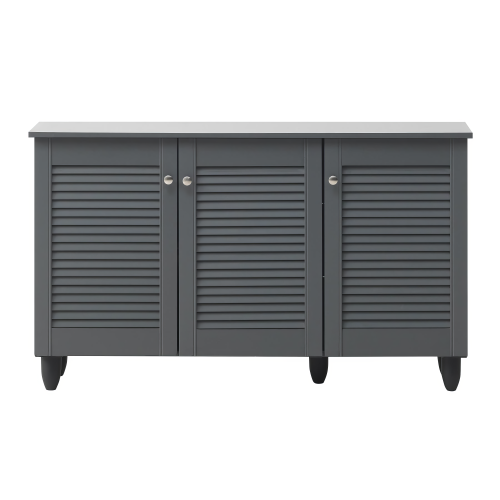 Timber Art Design UK Essentials Dark Grey 3 Door Shoe Cabinet Modern Hallway Storage Unit 2