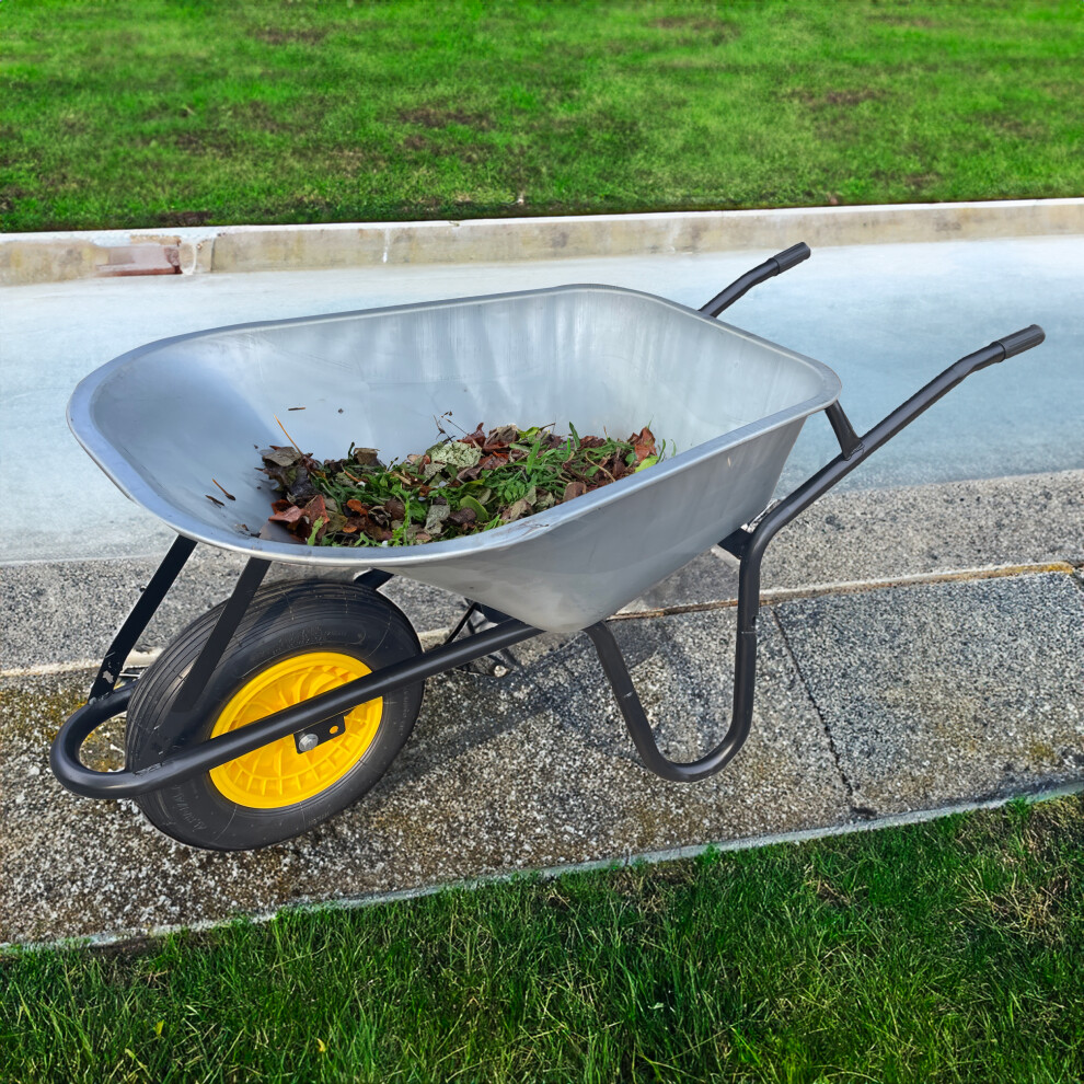 Neo 120L Large Heavy Duty Solid Wheelbarrow Wheel Barrow Garden Trolley Tyre Puncture Proof