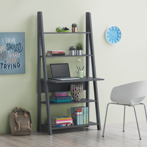 Timber Art Design UK Riva Dark Grey Ladder Desk Compact Home Office Workstation