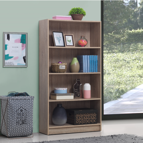 Timber Art Design UK Tall Sonoma Oak Bookcase 5 Shelf Storage Unit for Home or Office