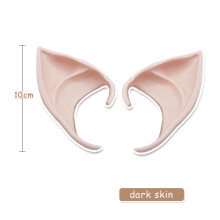 (S, 10cm dark skin) 1 Pair Latex Elf Ears Simulation Harmless And Soft Vampire Ear Prop An