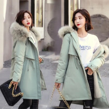 (xL, green) 2024 Women Fur Lining Thick Long Parka Winter Jacket Snow Wear Outwear