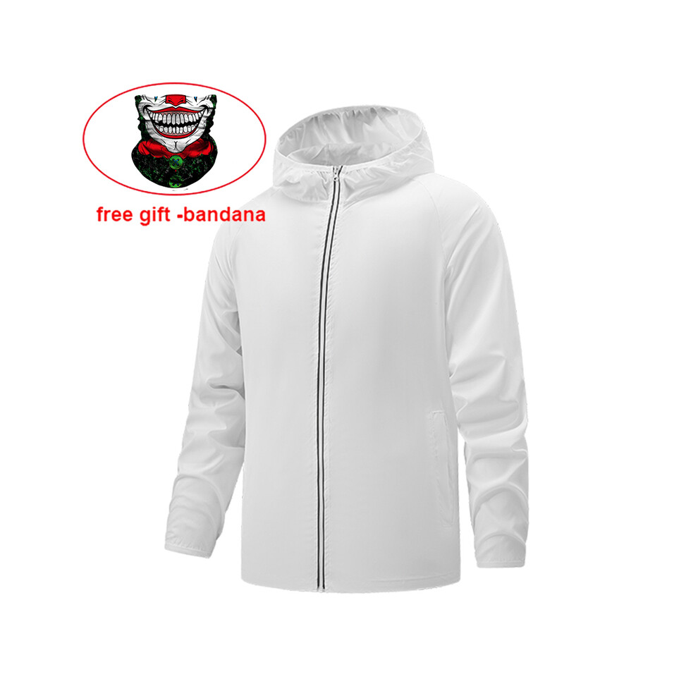 Maxpower (7Xl, White) S-7Xl Hiking Windbreaker Camping Waterproof Jacket Reflective Coat Sun