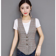 (M, qinhuise) 2024 New Women's Suit Vest V-Neck Single Breasted Sleeveless Jacket So
