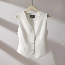(xL, White) 2024 New Women's Suit Vest V-Neck Single Breasted Sleeveless Jacket So