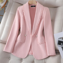 (M, Pink) Yitimuceng Prink Woolen Blazers for Women New Korean Fashion Elegant L