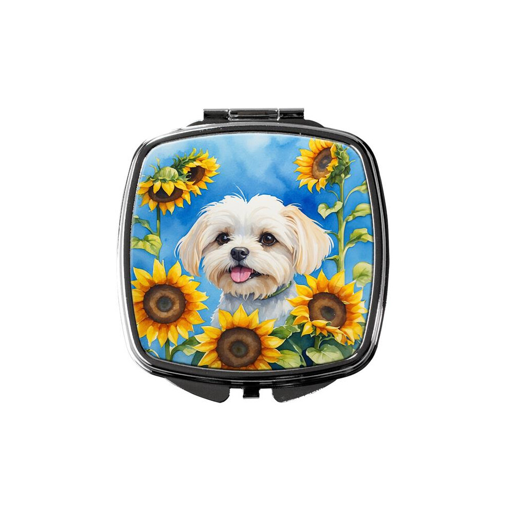 Carolines Treasures Dac6117scm 3 X 2.75 In. Maltese In Sunflowers Compact Mirror