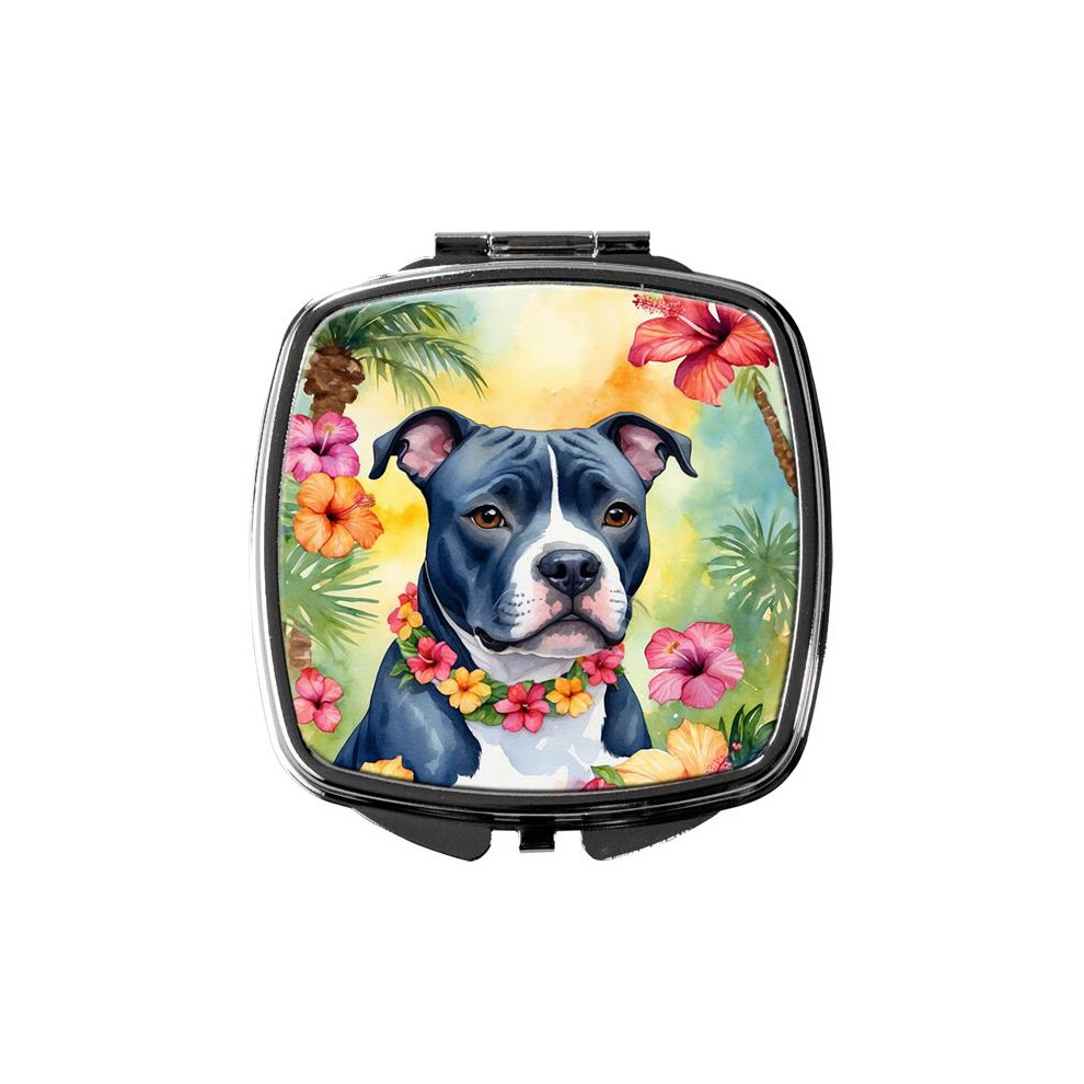 Carolines Treasures Dac6525scm 3 X 2.75 In. Staffordshire Bull Terrier Luau Compact Mirror