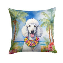 Carolines Treasures DAC6495PW1818 18 x 18 in. White Poodle Luau Throw Pillow
