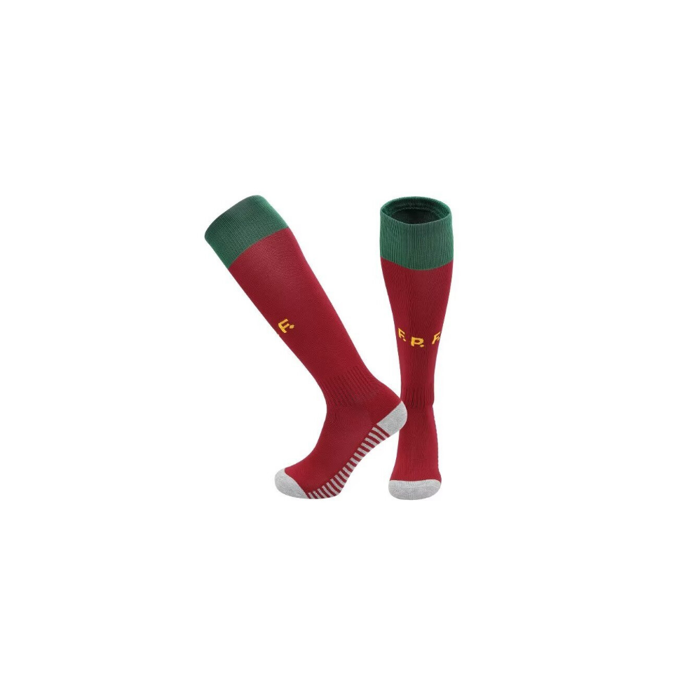 (Portugal Home, Junior(EU 37-45)) Junior Kids Football Training Activewear Socks Non-slip Knee High Grip Soccer Socks