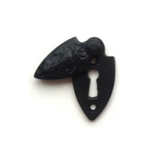 Black Antique Cast Iron Keyhole Cover Escutcheon - Covered Shield 50mm