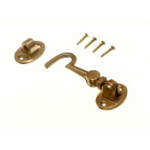 CABIN HOOK AND EYE 75MM 3 INCH SOLID POLISHED BRASS WITH SCREWS