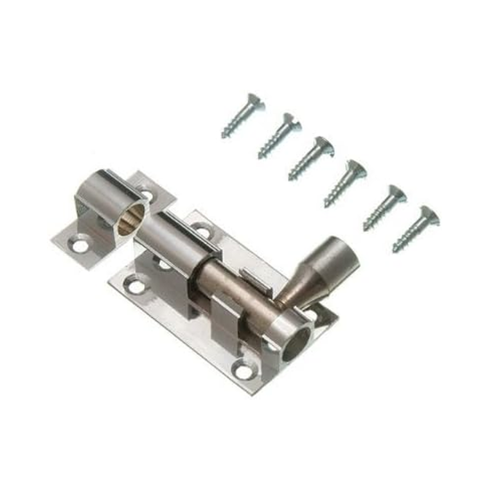 Door Bolt Barrel Slide Lock 38Mm 1 1/2 Inch Chrome With Screws - Pack Of 1 5053988042949