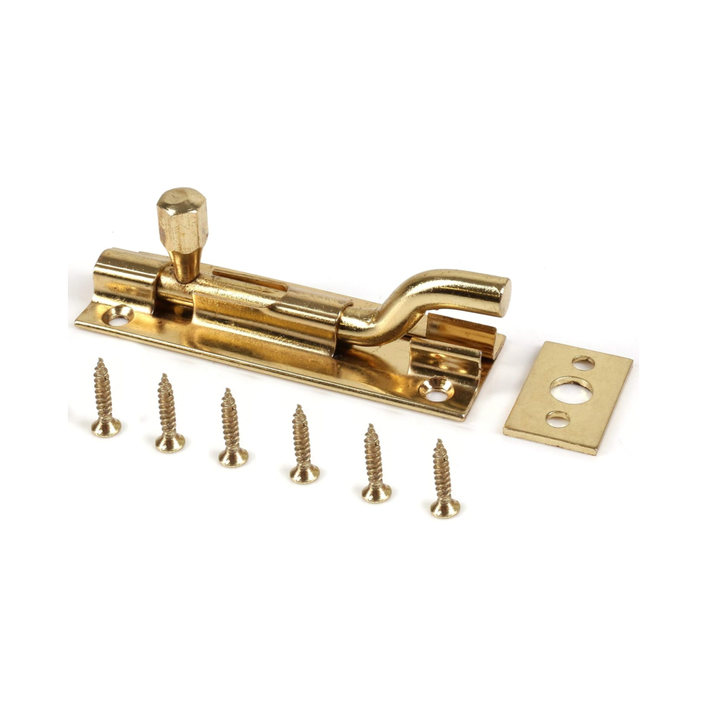Necked Slide Bolt - 75Mm Small Offset Brass Toilet Door Lock 5057502108432