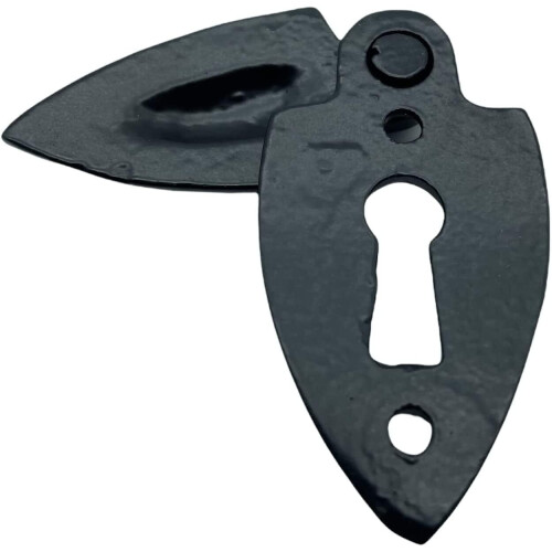 Covered Keyhole Escutcheon Black Antique Fleur-de-LYS Design 2