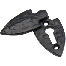 Covered Keyhole Escutcheon Black Antique Fleur-de-LYS Design