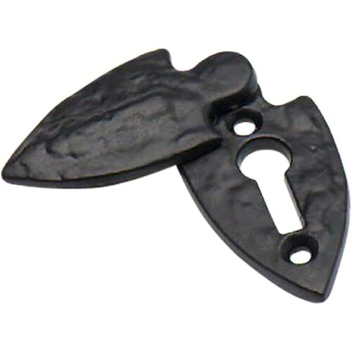 Covered Keyhole Escutcheon Black Antique Fleur-de-LYS Design