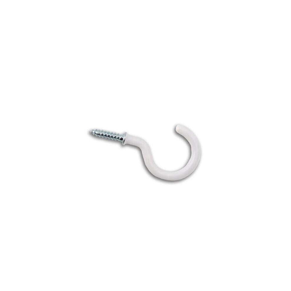 Cup Hooks, Shouldered 25Mm (1 Inch) White Plastic Coated Pack Of 100 5057670025371