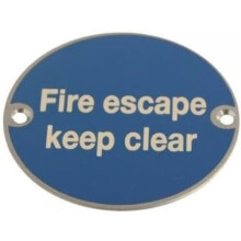 Fire Escape Keep Clear Door Sign Screen Printed 75mm PSS Pack of 1