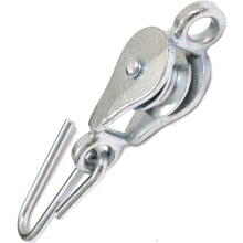 Heavy-Duty Galvanised Steel Washing Line Pulley & Hook - Outdoor Clothes Dryer (1 Pack)
