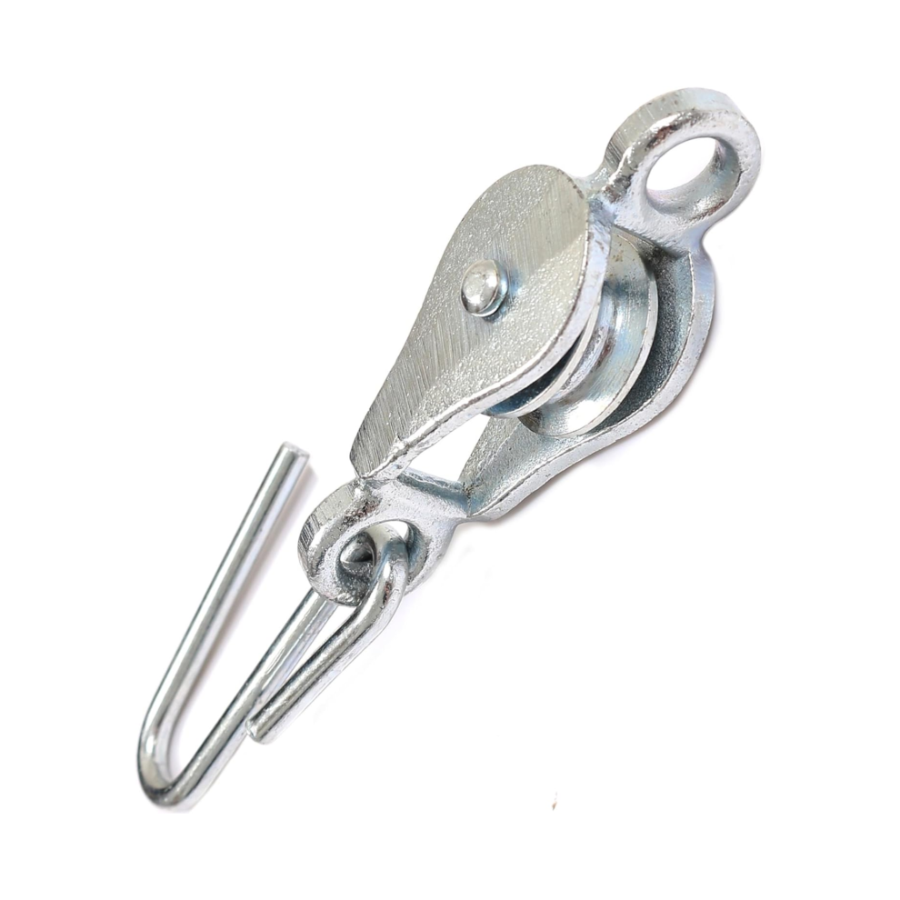 Heavy Duty Washing Line Pulley & Hook - Galvanised Steel Clothes Dryer - 1 Pack