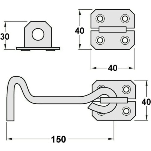 Wire Cabin Hook & Eye - Black for Shed Gate Door Latch Includes Screws 2