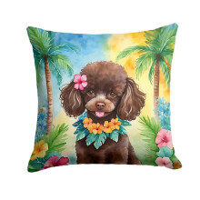 Carolines Treasures DAC6500PW1818 18 x 18 in. Chocolate Poodle Luau Throw Pillow