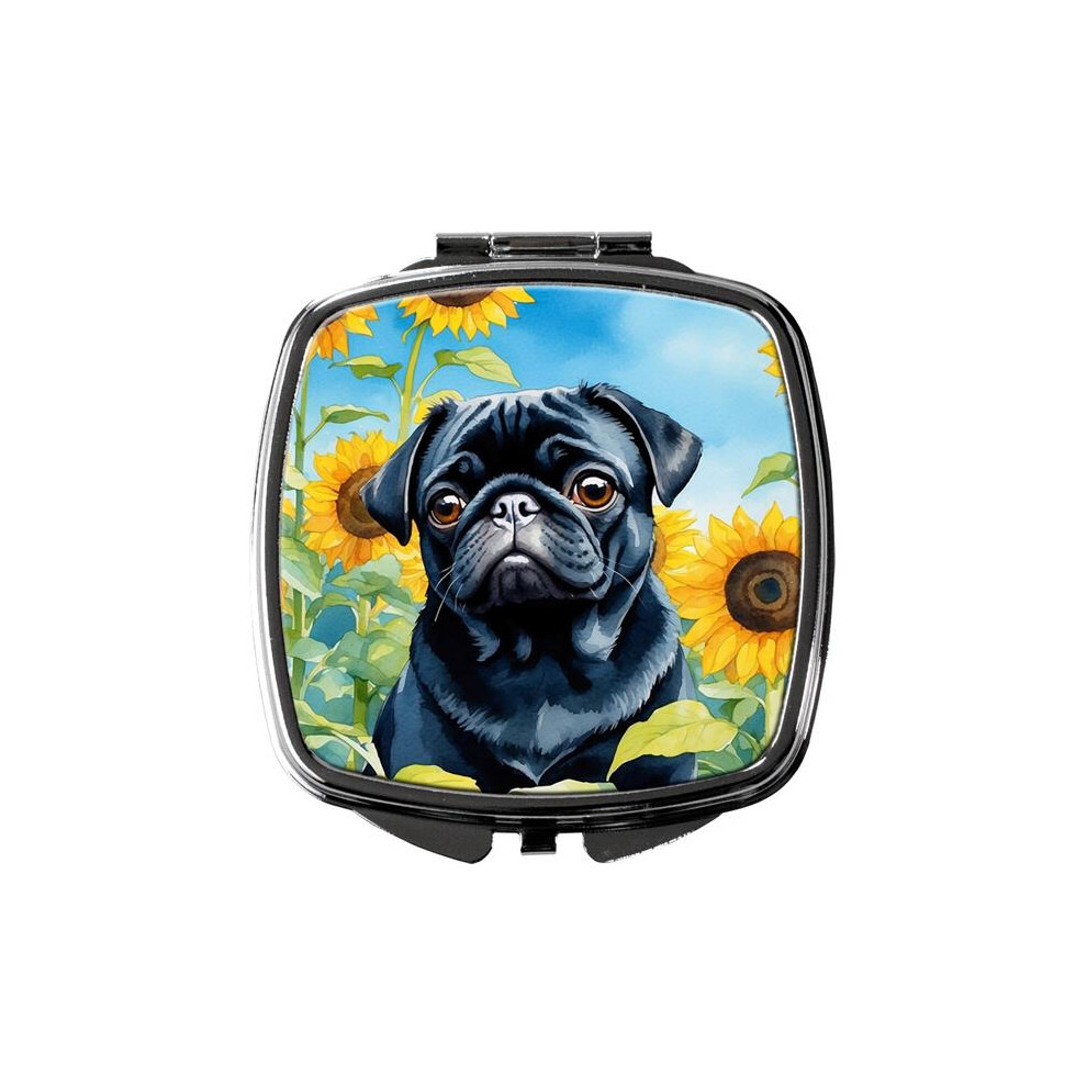 Carolines Treasures Dac6144scm 3 X 2.75 In. Pug In Sunflowers Compact Mirror