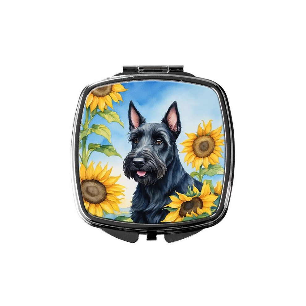 Carolines Treasures Dac6158scm 3 X 2.75 In. Scottish Terrier In Sunflowers Compact Mirror