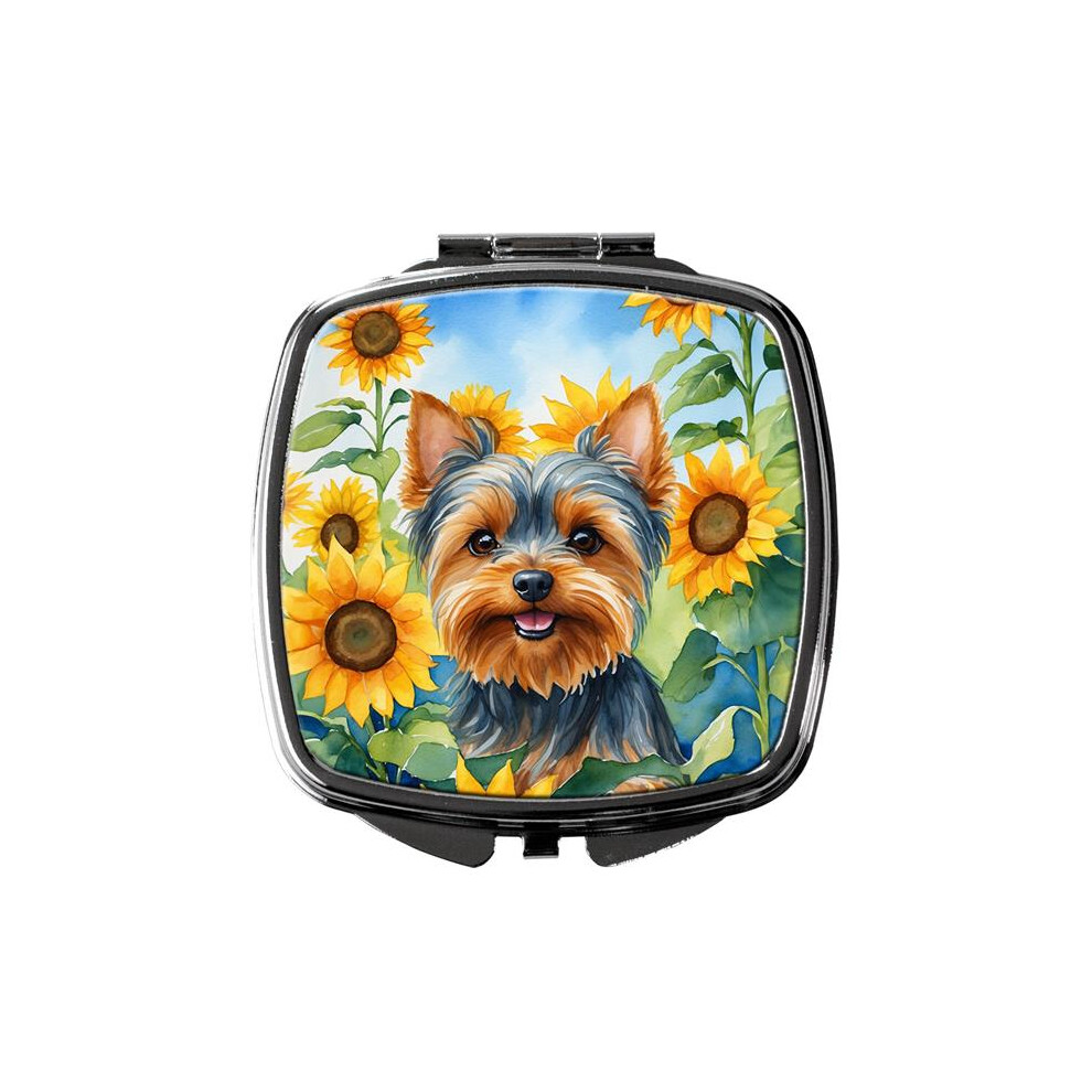 Carolines Treasures Dac6178scm 3 X 2.75 In. Yorkshire Terrier In Sunflowers Compact Mirror