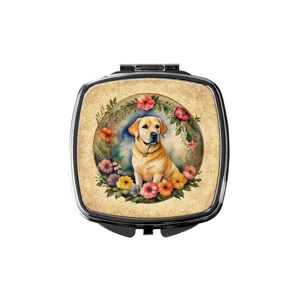 Carolines Treasures Yellow Dac2165scm 3 X 2.75 In. Labrador Retriever & Flowers Compact Mirror