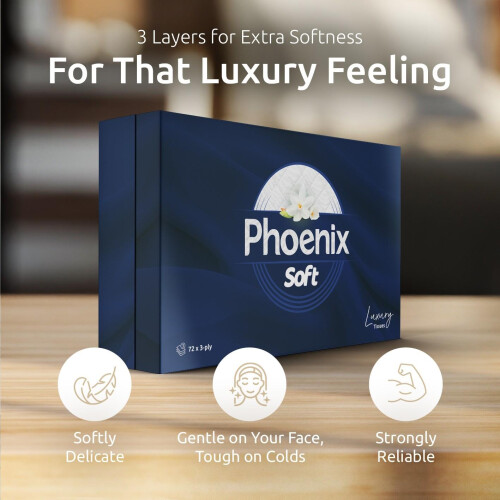 Phoenix Phoenix Soft Luxury Facial Tissues - 10 Boxes  (72 3-Ply Tissues) 2