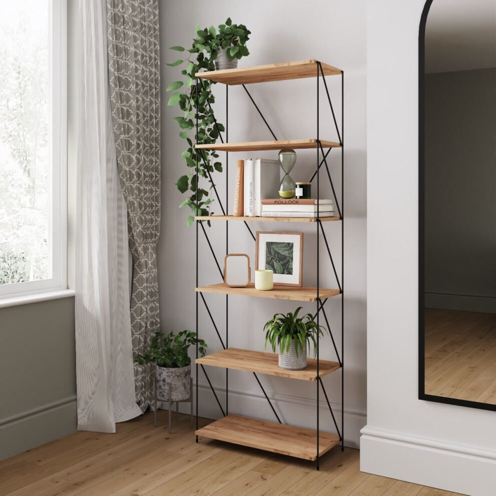 Timber Art Design Uk Leyo 6 Tier Bookcase Tall Storage Shelving Unit For Home Or Office Cream