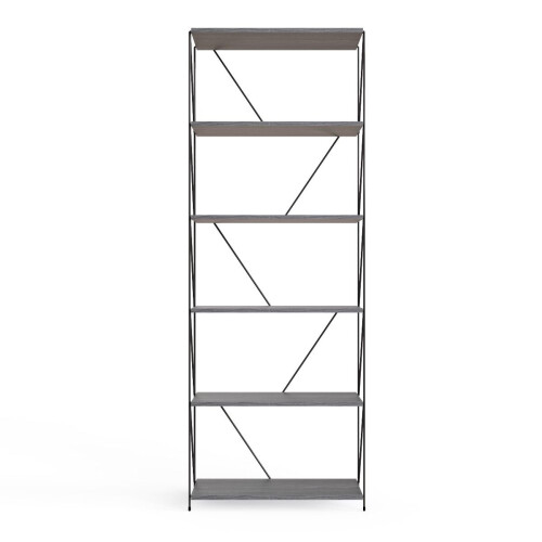 Timber Art Design UK Leyo Grey 6 Tier Bookcase Tall Storage Shelving Unit for Home / Office 2