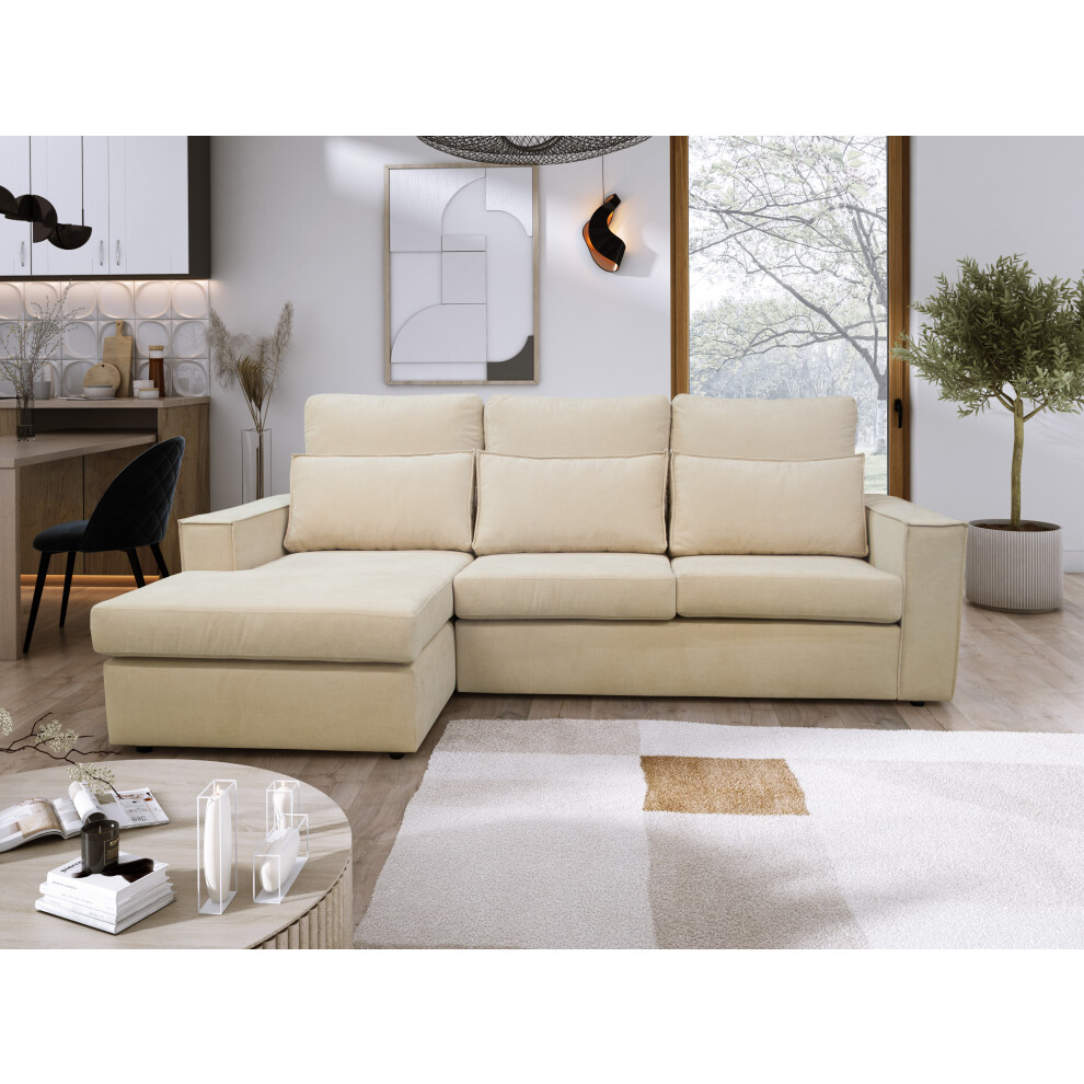 Furniture 786 (Left Hand Facing Beige) Soho High Back Corner/ Left/ Right/ Grey/ Beige Cream,Grey,Clear