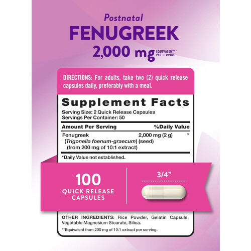 Nature's Truth, Fenugreek, 100 Ταχεία Ελευθερία Σάκουλες (1,000 mg ανά Σάκουλα) 2