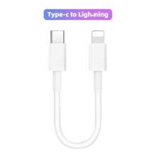 (Type-C to Lightning, White) Fonken Short 25cm Type C Data Cable USB C To Type-C/iOS Fast Charging Cord Power Bank Cable For iPhone OPPO Xiaomi
