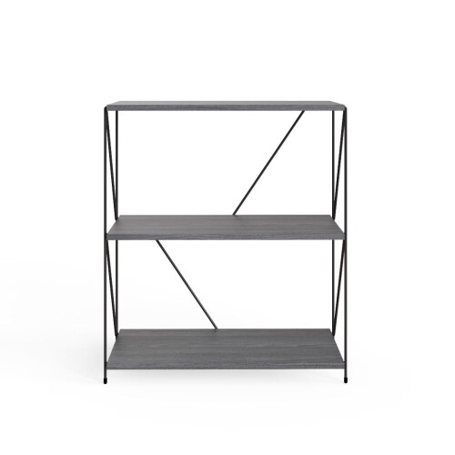 Timber Art Design UK Leyo Grey 3 Tier Bookcase Modern Storage Shelving for Home or Office 1
