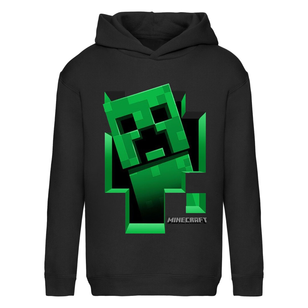 (7-8 Years, Black) Minecraft Childrens/Kids Inside Creeper Hoodie