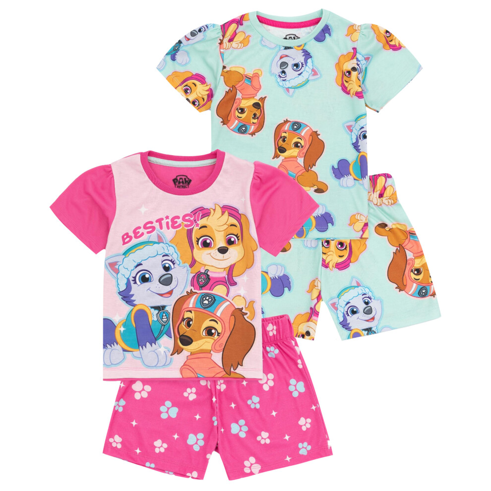(4-5 Years, Blue/Pink) Paw Patrol Girls Short Pyjama Set (Pack of 2)