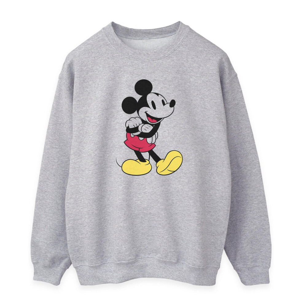 (L, Heather Grey) Disney Womens/Ladies Classic Mickey Mouse Sweatshirt